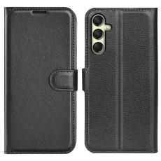  Samsung Galaxy A16 Fodral Litchi L&auml;der Svart