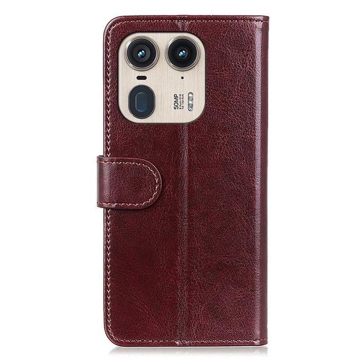 Bild 6,  Motorola Edge 50 Ultra 5G Crazy Horse Läder Fodral Brun