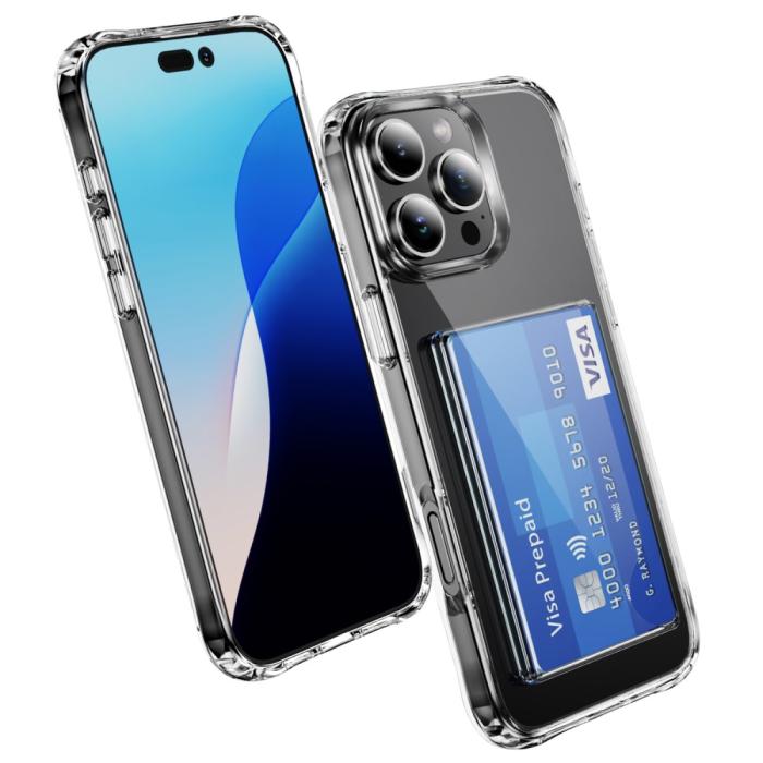 Bild 2,  iPhone 16 Pro Skal Med Kortfack TPU Transparent