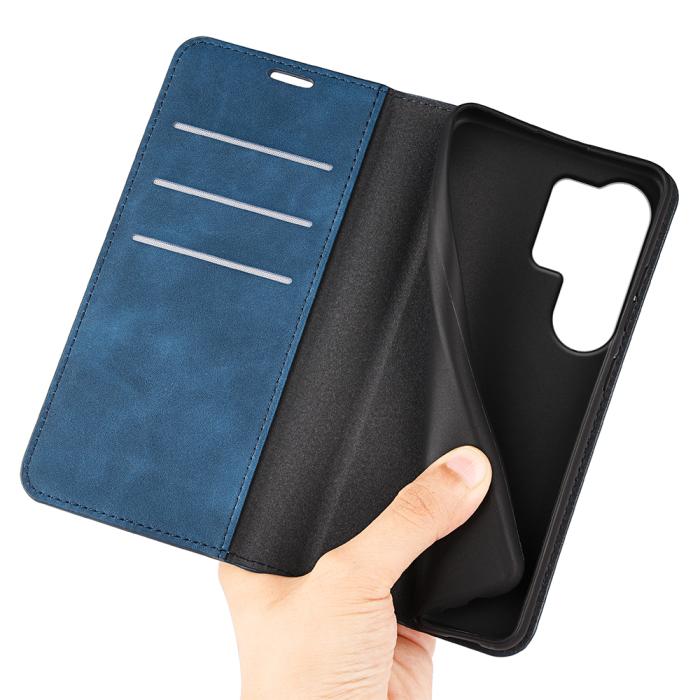 Bild 4,  Samsung Galaxy S26 Ultra Fodral Flip Skin Touch Läder Blå
