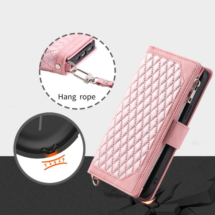 Bild 6,  Motorola Moto G35 5G Plånboksfodral Rhombus Läder Rosa