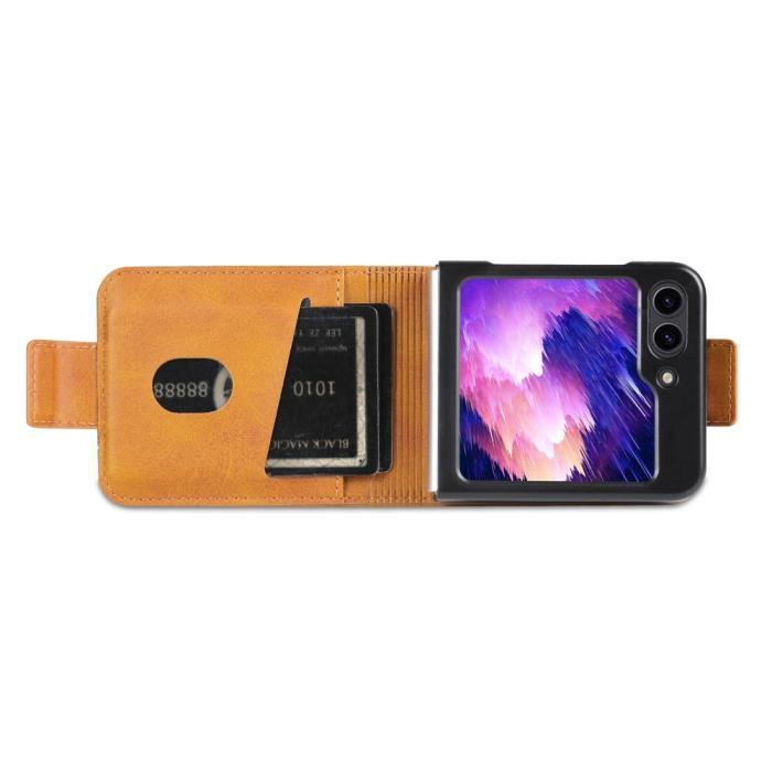 Bild 2, AZNS AZNS Galaxy Z Flip 5 Fodral Läder Brun
