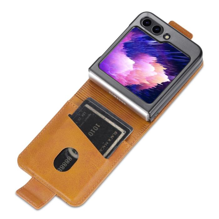 Bild 3, AZNS AZNS Galaxy Z Flip 5 Fodral Läder Brun