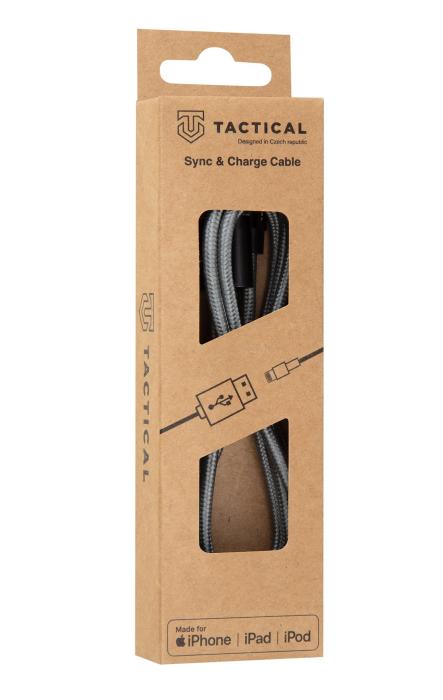 Bild 2, Tactical Tactical 1m 2.4A 12W MFi Lightning Laddkabel Nylon Grå