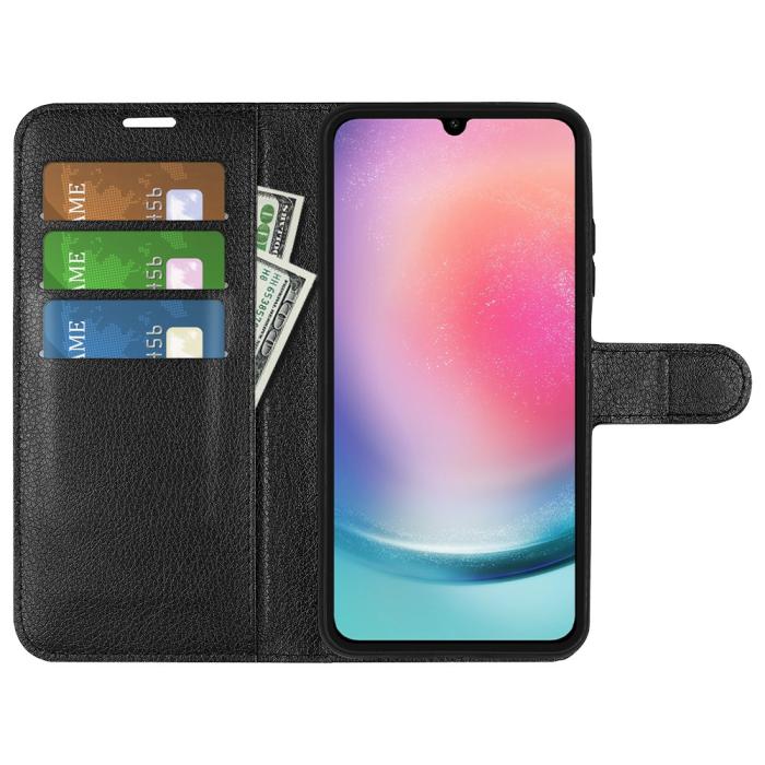 Bild 2,  Samsung Galaxy A16 Fodral Litchi Läder Svart