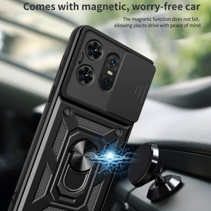 Bild 5,  Motorola Edge 50 Pro 5G CamShield Armor Hybrid Ring Skal Svart