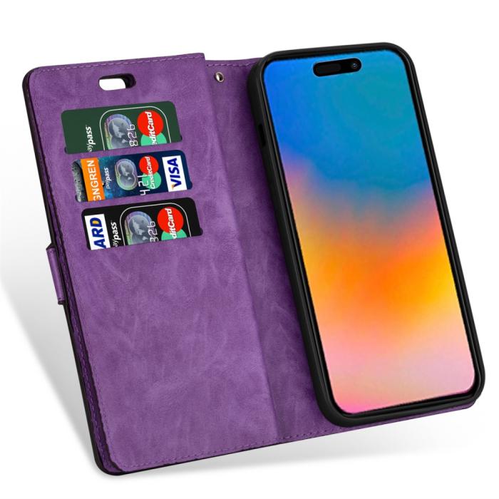 Bild 4,  iPhone 15 Plus Multifunktionellt Fodral Lila