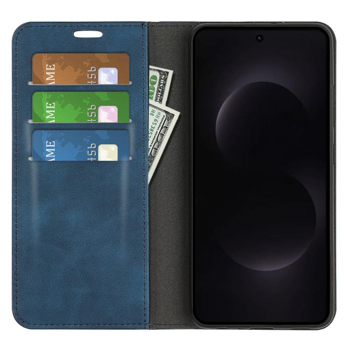 Bild 5,  Samsung Galaxy S26 Ultra Fodral Flip Skin Touch Läder Blå