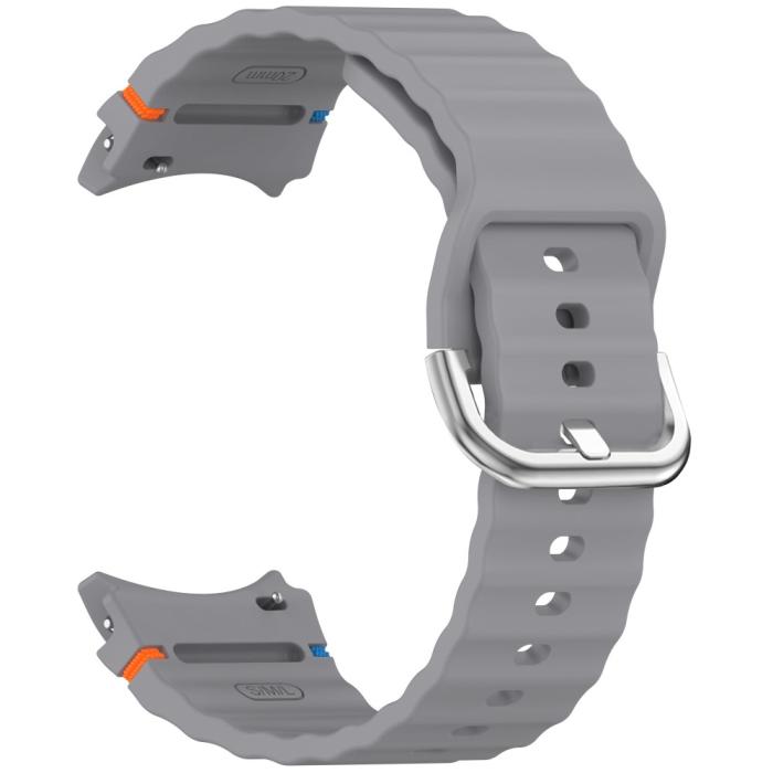 Bild 2,  Galaxy Watch 5/5 Pro/6/7/FE Armband Silikon Wave Design Grå