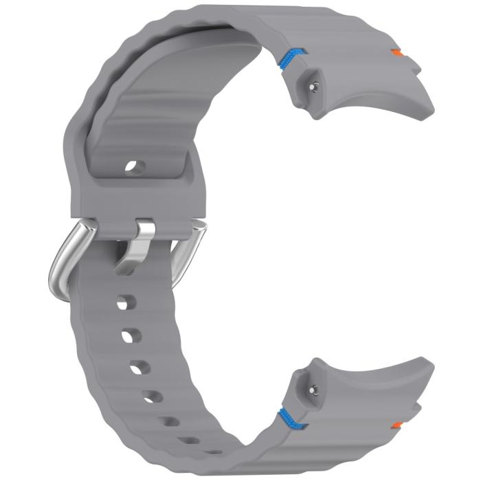 Bild 3,  Galaxy Watch 5/5 Pro/6/7/FE Armband Silikon Wave Design Grå