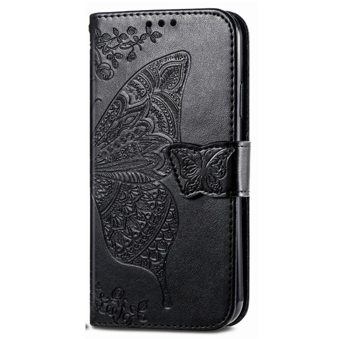 Bild 6,  Xiaomi Redmi Note 14 5G Fodral Läder Fjäril Tryck Svart