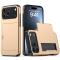  iPhone 17 Pro Skal Hybrid Med Kortfack Guld
