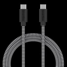 Smartline Smartline 1m 3A USB-C - USB-C Nylon Laddningskabel Svart/Vit