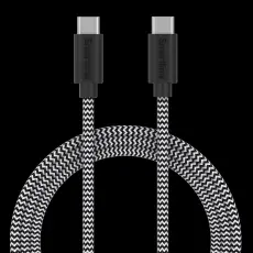 Smartline Smartline 1m 3A USB-C - USB-C Nylon Laddningskabel Svart/Vit