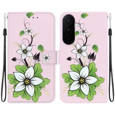  Samsung Galaxy A27 5G Fodral L&auml;der Blommor Rosa/Vit
