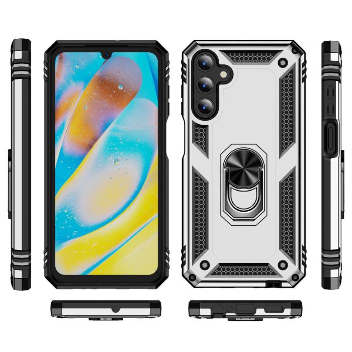 Bild 2,  Samsung Galaxy A15 5G Skal Armor Ring Hybrid Silver