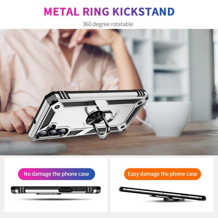 Bild 5,  Samsung Galaxy A15 5G Skal Armor Ring Hybrid Silver