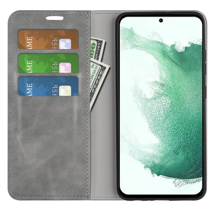 Bild 2,  Samsung Galaxy S23 Plus Flip Fodral Skin Touch Grå
