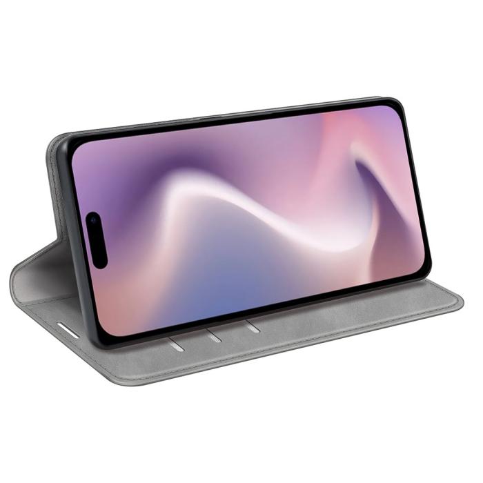 Bild 3,  iPhone 16 Pro Fodral Flip Läder Grå