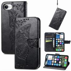  iPhone 17e / 16e Fodral Med Fj&auml;ril Tryck Svart