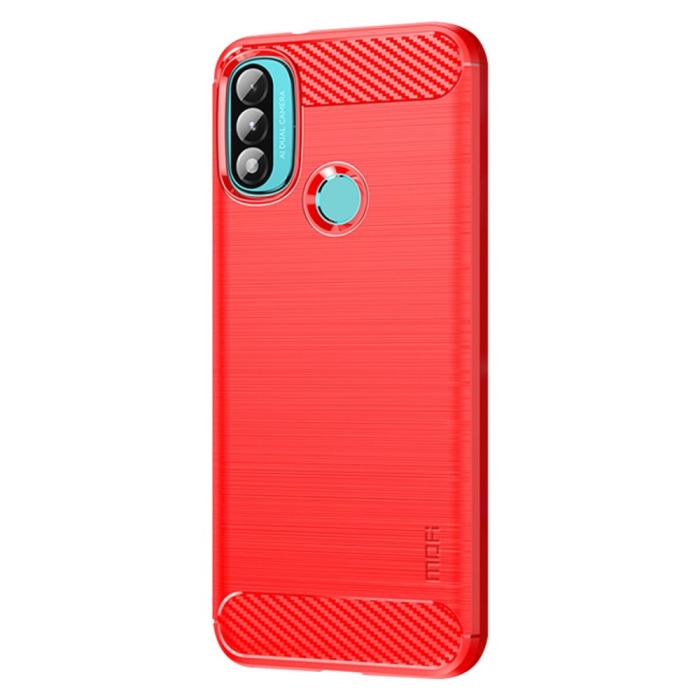 Bild 2, MOFI MOFI Motorola Moto E20 / E40 Skal Borstad Stål Textur Röd