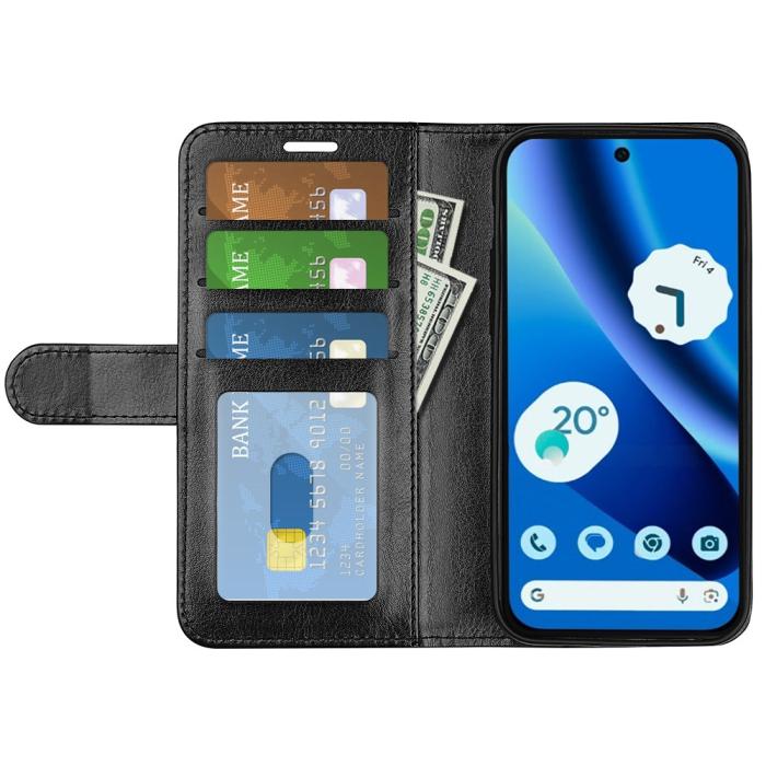 Bild 2,  Google Pixel 10a Fodral Crazy Horse Läder Svart