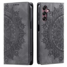 Samsung Galaxy A55 5G Fodral Mandala Flip L&auml;der Gr&aring;