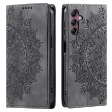  Samsung Galaxy A55 5G Fodral Mandala Flip L&auml;der Gr&aring;
