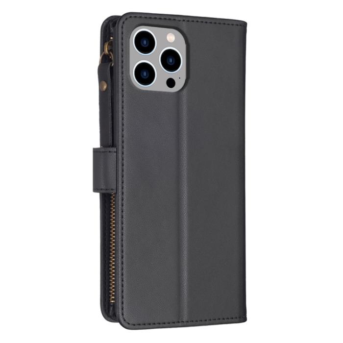 Bild 3,  iPhone 15 Pro Max 9-Kort Multifunktionellt Läder Fodral Svart