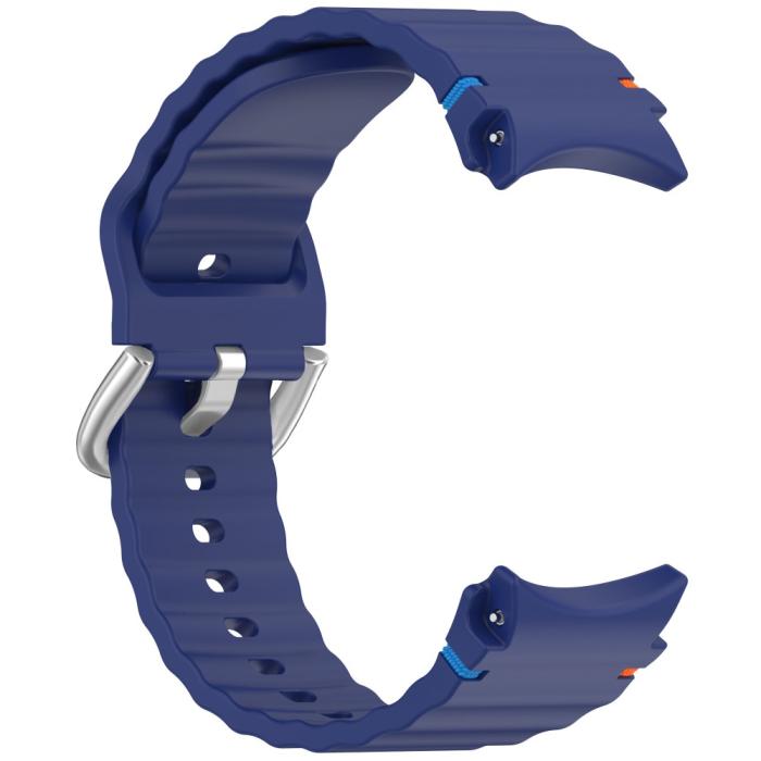 Bild 3,  Galaxy Watch 5/5 Pro/6/7/FE Armband Silikon Wave Design Blå