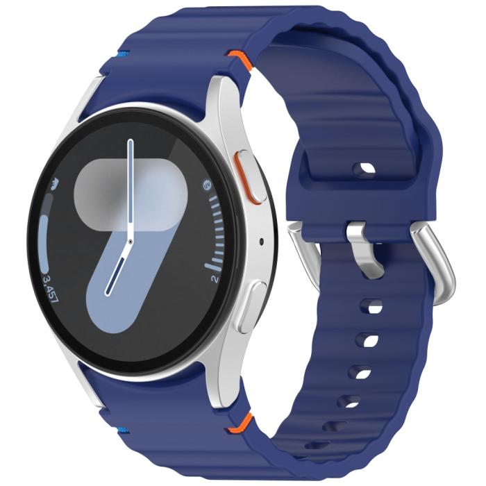 Bild 4,  Galaxy Watch 5/5 Pro/6/7/FE Armband Silikon Wave Design Blå