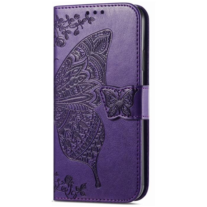 Bild 5,  Xiaomi Redmi Note 14 5G Fodral Läder Fjäril Tryck Mörk Lila