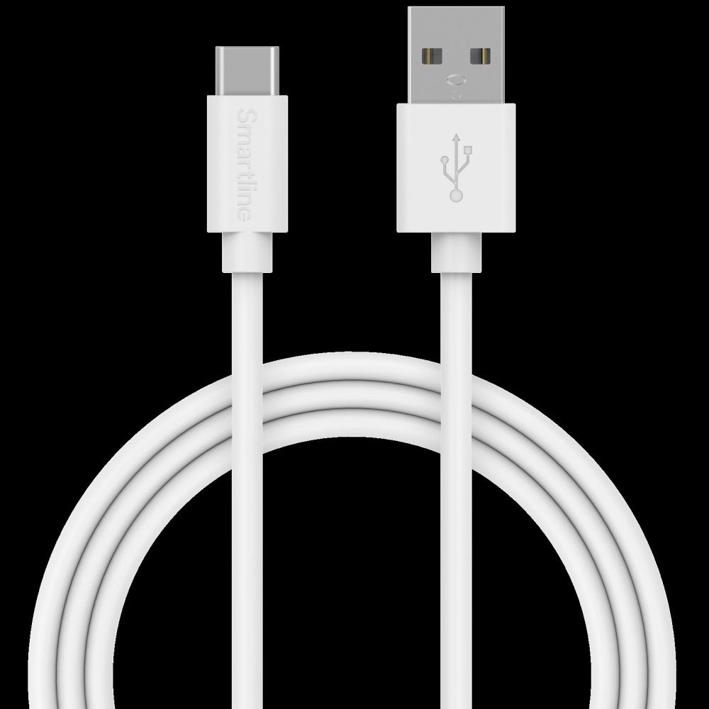 Smartline Smartline 1m 3A USB-C Laddningskabel Vit