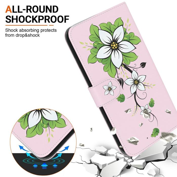 Bild 3,  Samsung Galaxy A27 5G Fodral Läder Blommor Rosa/Vit