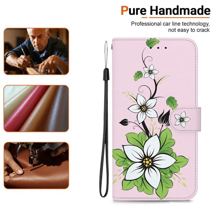 Bild 5,  Samsung Galaxy A27 5G Fodral Läder Blommor Rosa/Vit