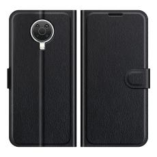  Nokia G10 / G20 Fodral Litchi L&auml;der Svart