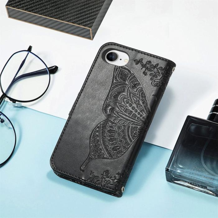 Bild 6,  iPhone 17e / 16e Fodral Med Fjäril Tryck Svart