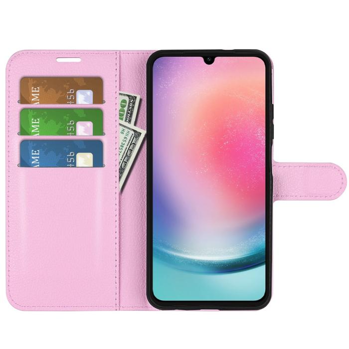 Bild 2,  Samsung Galaxy A16 Fodral Litchi Läder Ljus Rosa