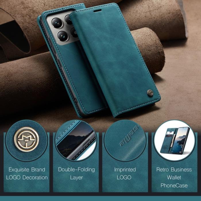 Bild 5, CASEME CASEME Xiaomi 14T Pro Fodral Flip Läder Blå