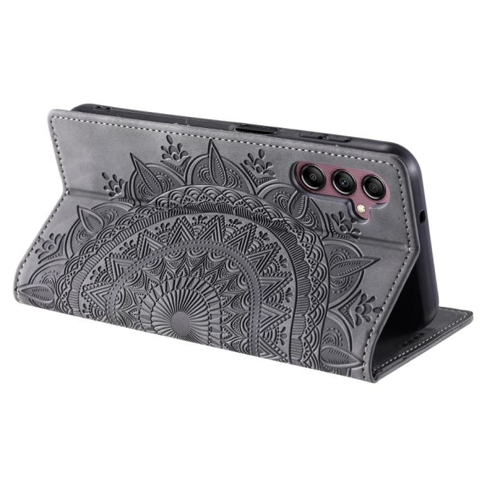 Bild 4,  Samsung Galaxy A55 5G Fodral Mandala Flip Läder Grå