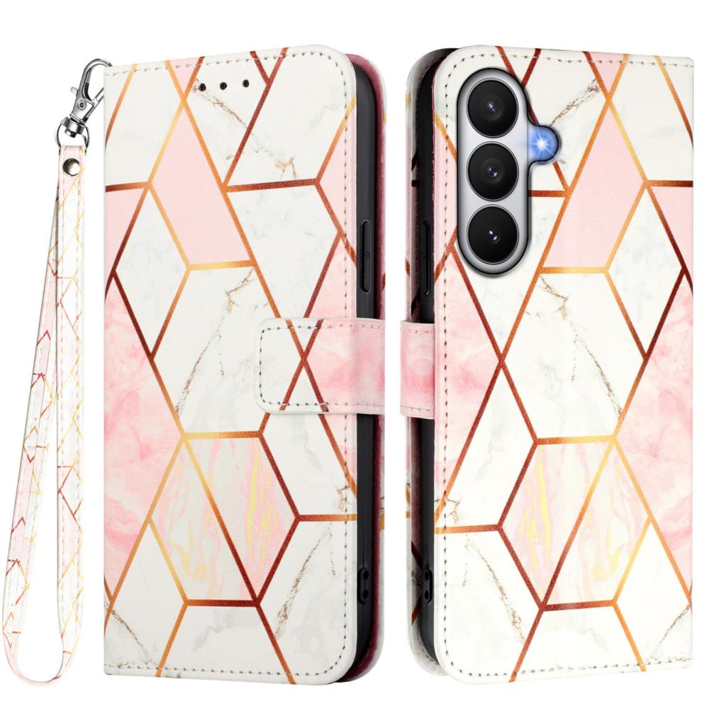  Samsung Galaxy S26 Fodral Marmor Rosa / Vit
