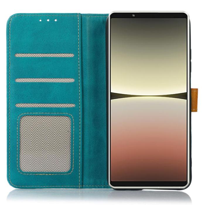 Bild 3,  Sony Xperia 1 V Fodral Dual-Color Läder Ljus Grön