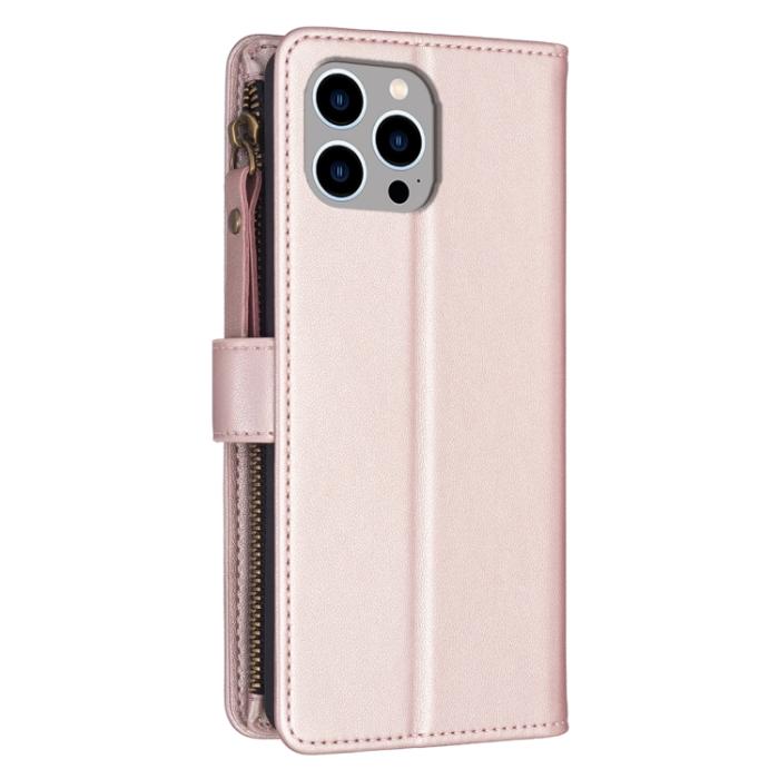 Bild 3,  iPhone 15 Pro Max 9-Kort Multifunktionellt Läder Fodral Roséguld
