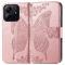  Xiaomi Redmi Note 14 5G Fodral Läder Fjäril Tryck Roséguld