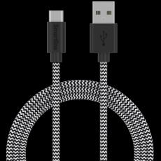 Smartline Smartline 2m 3A USB-C Nylon Laddningskabel Svart/Vit