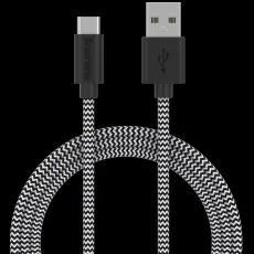 Smartline Smartline 2m 3A USB-C Nylon Laddningskabel Svart/Vit