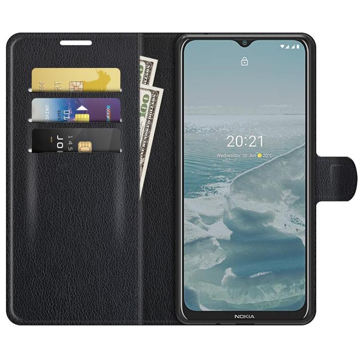 Bild 4,  Nokia G10 / G20 Fodral Litchi Läder Svart