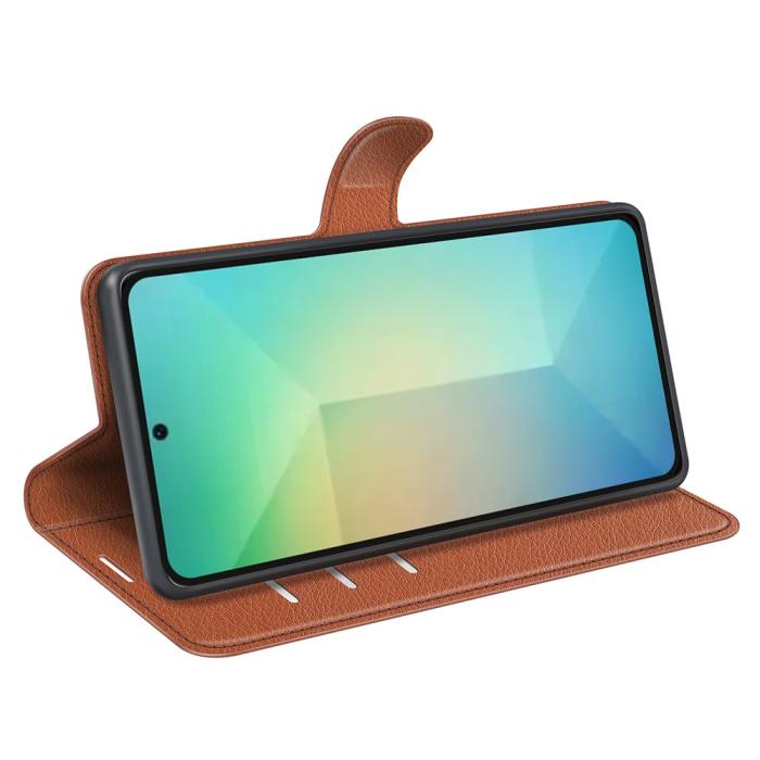 Bild 3,  Samsung Galaxy S25 Fodral Litchi Läder Brun