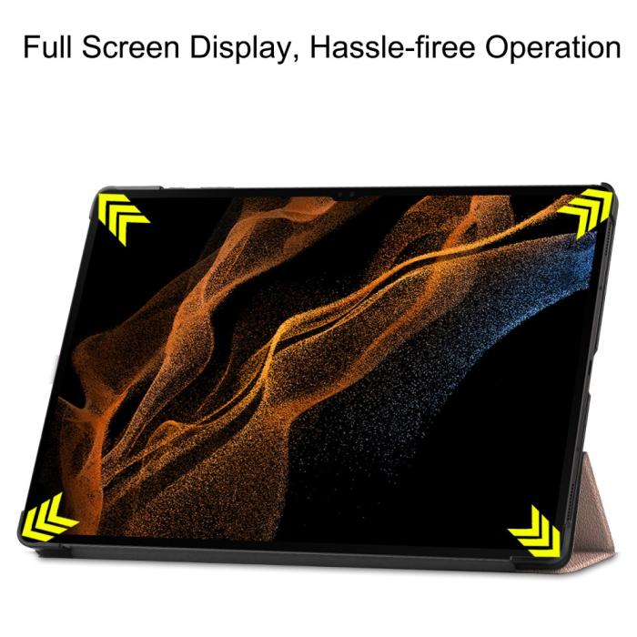 Bild 5,  Galaxy Tab S10 Ultra/S9 Ultra/S8 Ultra Fodral Tri-Fold Roséguld