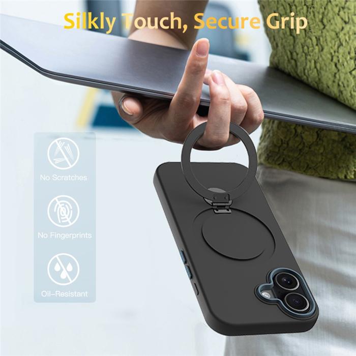 Bild 2,  iPhone 16 Skal MagSafe Kickstand Hybrid Svart